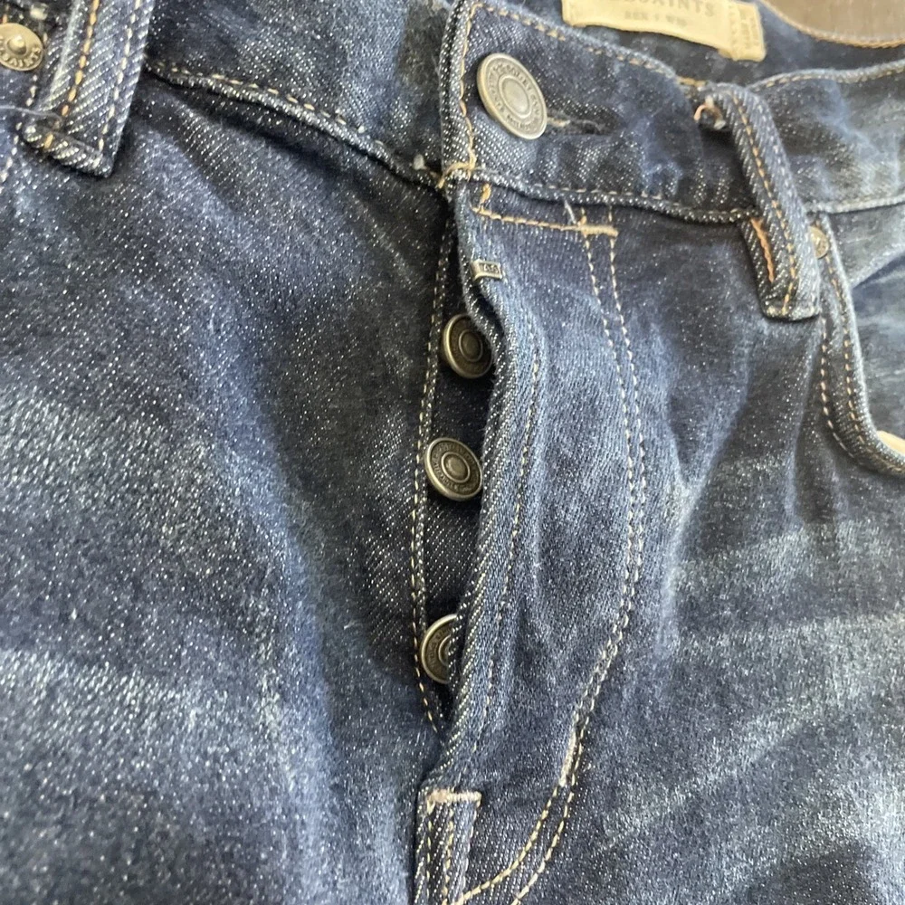 All Saints Jo W/30 Straight Leg Jeans Light Wash Pocket Design Cotton Blend